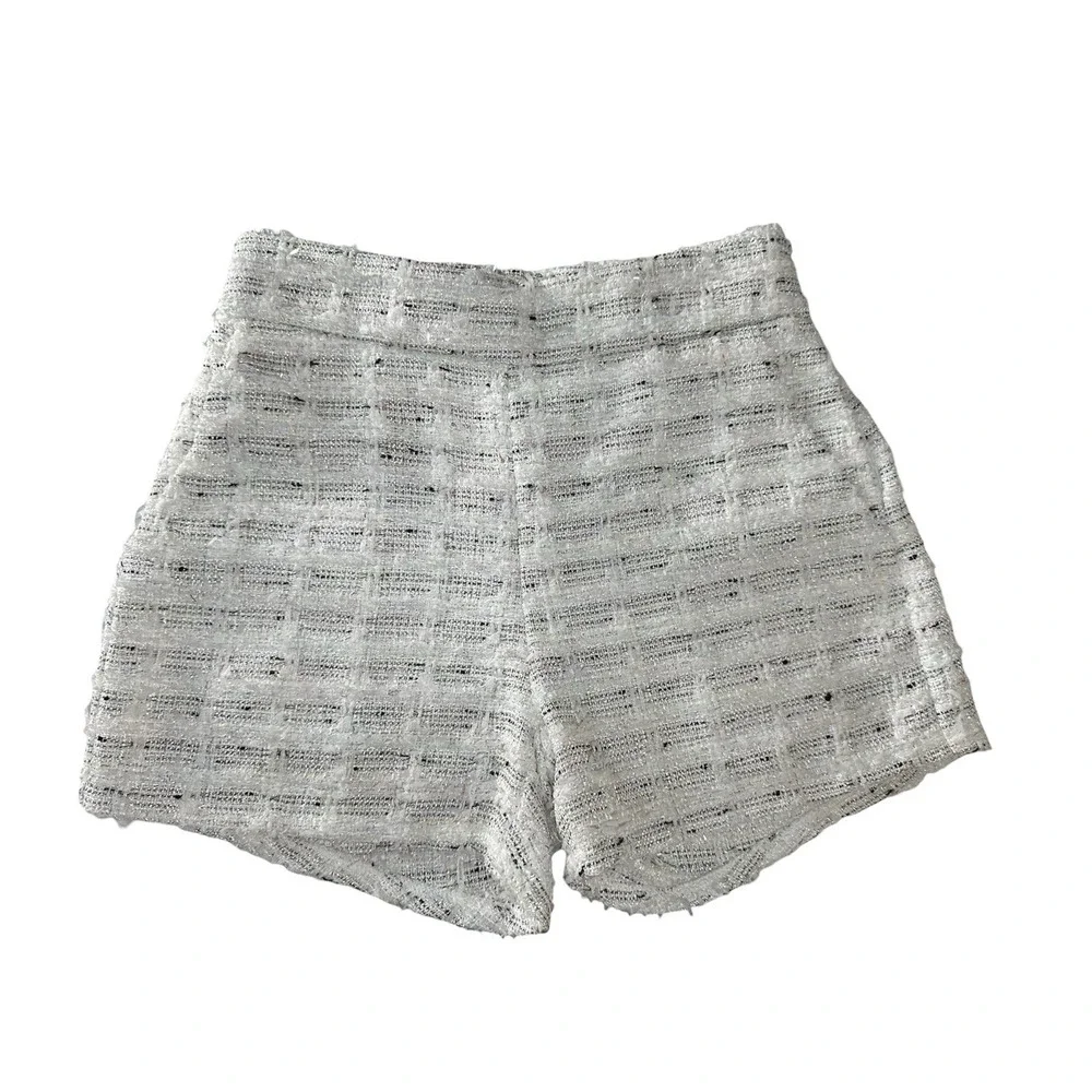 Revolve MISA Los Angeles Choupette Tweed High Waisted Shorts Winter White XS NWT - Picture 4 of 15